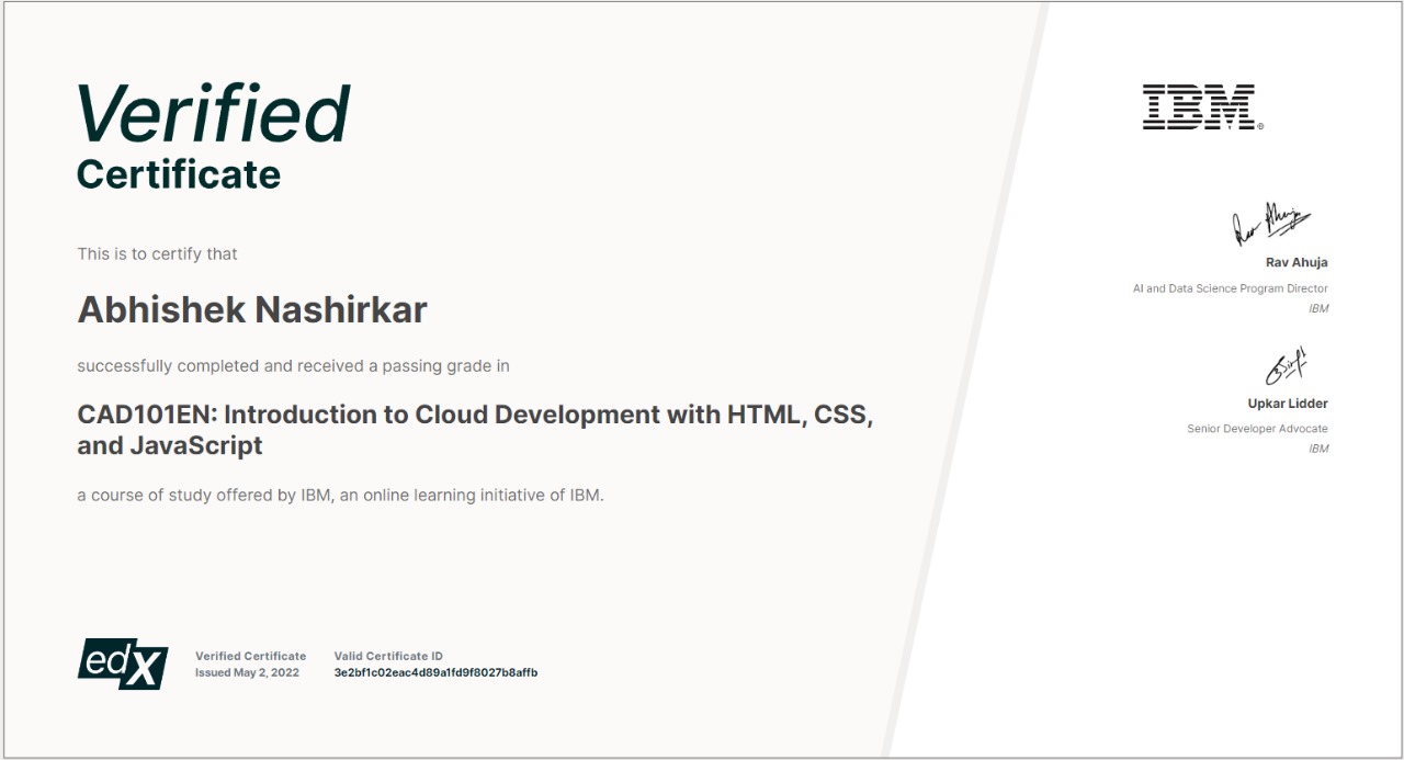 Cloud Certificate